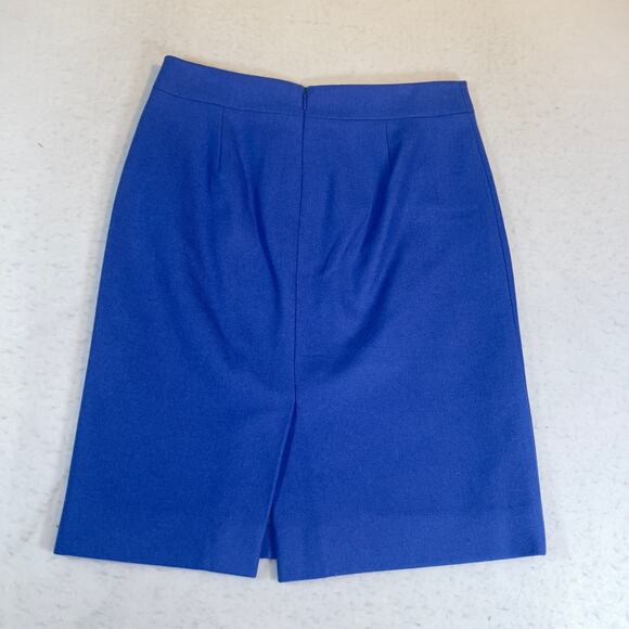 J Crew Factory The Pencil Skirt 0 Above Knee Wool Blend Slit Royal Blue Lined - Picture 3 of 13